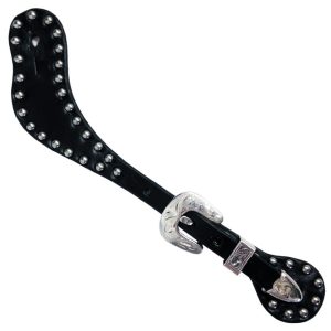 Youth Black Dove Wing Spur Straps w/ Spots – Silver Buckle